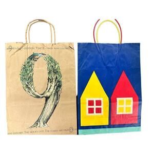 2 VTG Bloomingdales Paper Bags Josef Sumichrast  Earth Day 1990 & Houses 1987